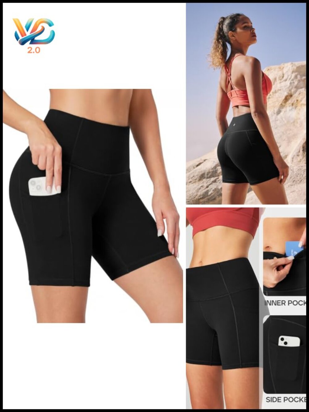 Biker Shorts Women Tummy Control 5" Workout Shorts with Pockets High Waisted